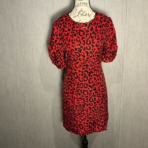 Milly Red and Black Leopard Mini Dress Size 6